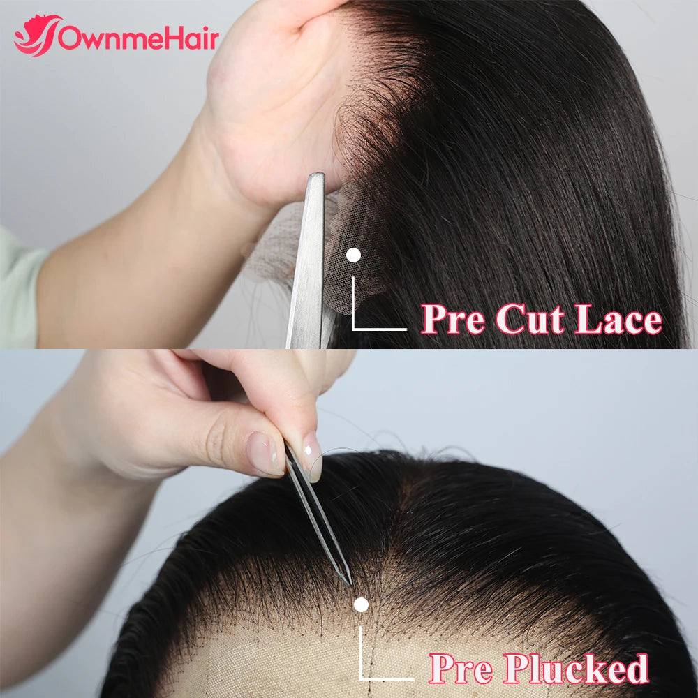 Real 100% Human Hair 13x6 Glueless Lace Wig Vietnames Bone Straight Hair Pre Plucked Bleached Knots Ready to Wear and Go 32Inch