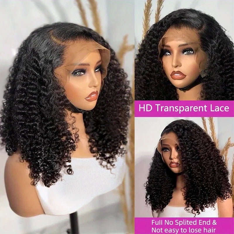 200% Density Curly Short Bob Wig Deep Wave Human Hair Bob Wigs 13x4 Lace Frontal  4x4 Lace Closure Wig Deep Curly Short Bob Wigs