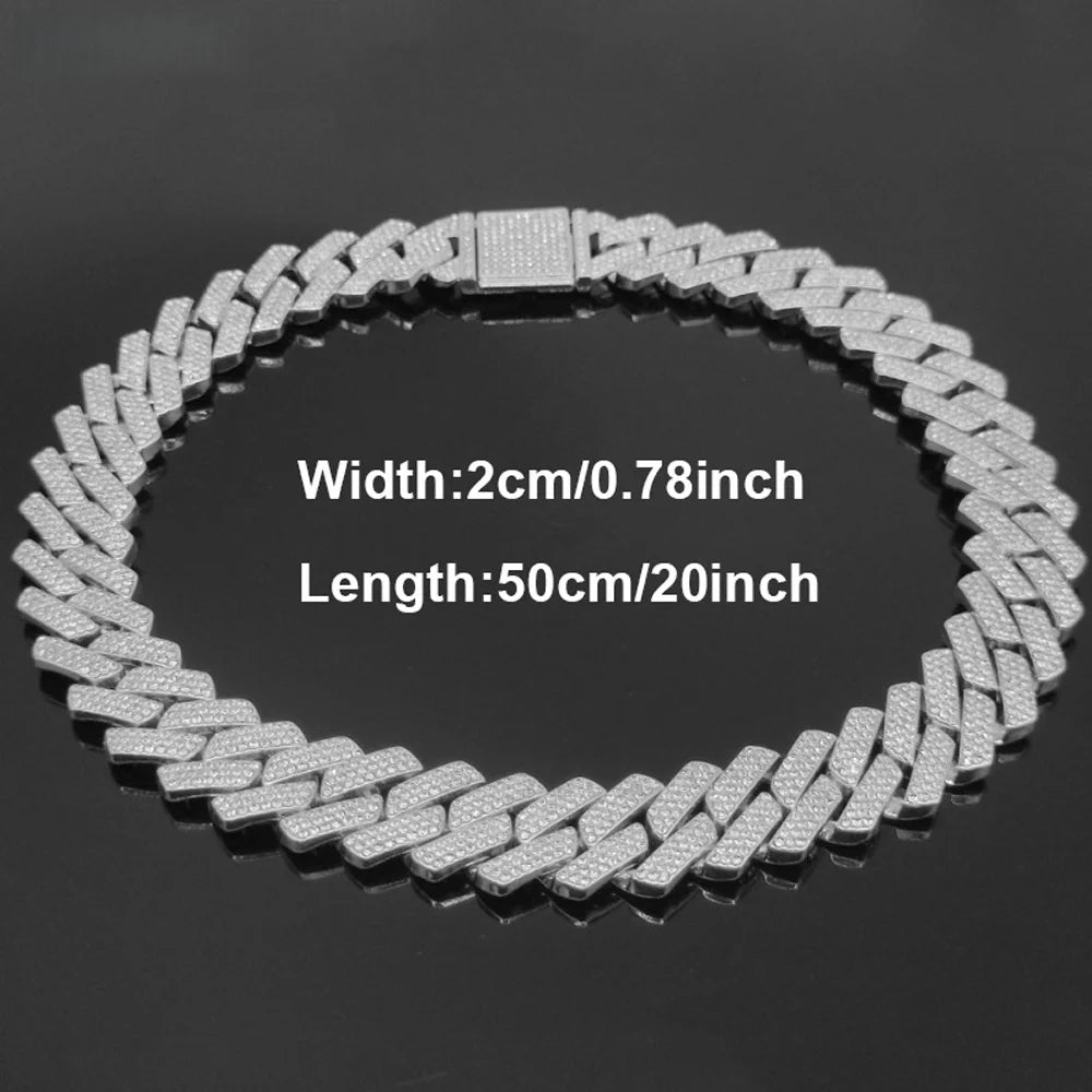 Iced Out CZ Stone Men jewelry Hip Hop Micro Pave Cuban Link Chain High Quality Heavy Chunky Necklace 3 Rows Cubic Zirconia