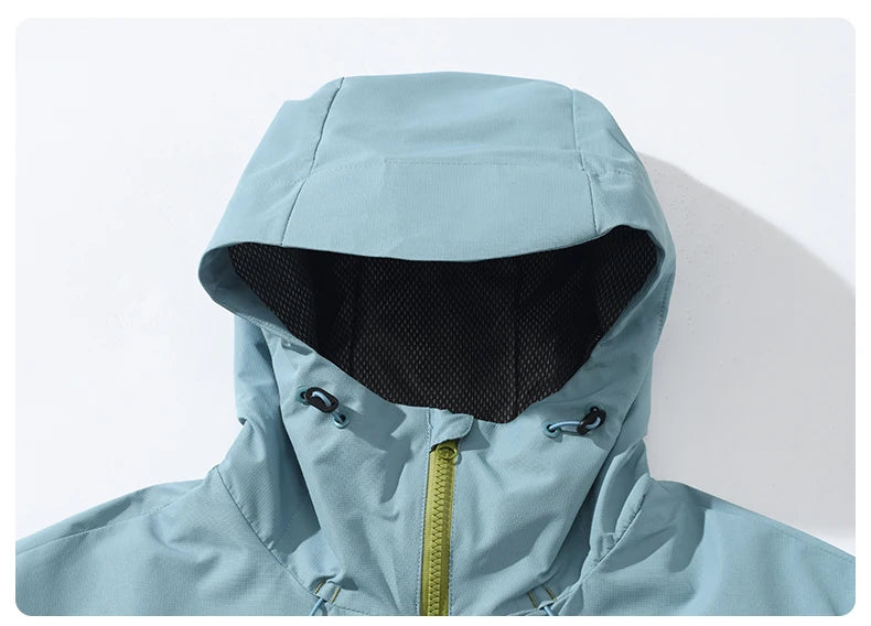 Unisex Hiking Jacket Men and Women Lightweight Waterproof Jacket Hooded Zip Up Camping Coats Thin Windbreaker Jacket Outerwear