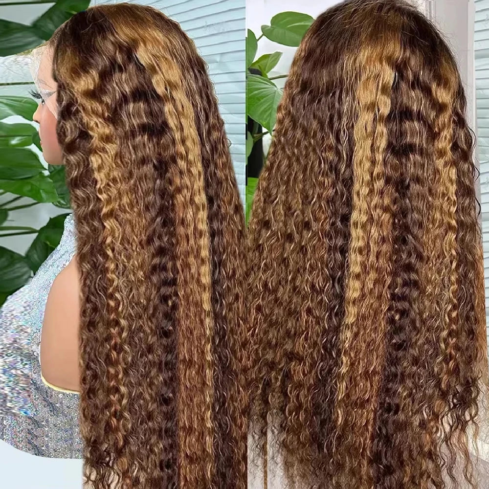 Highlight Wig Human Hair Ombre Hd Lace Wig 13x6 Deep Curly Lace Frontal Human Hair Wig Brazilian 13x4 Water Wave Wigs For Women
