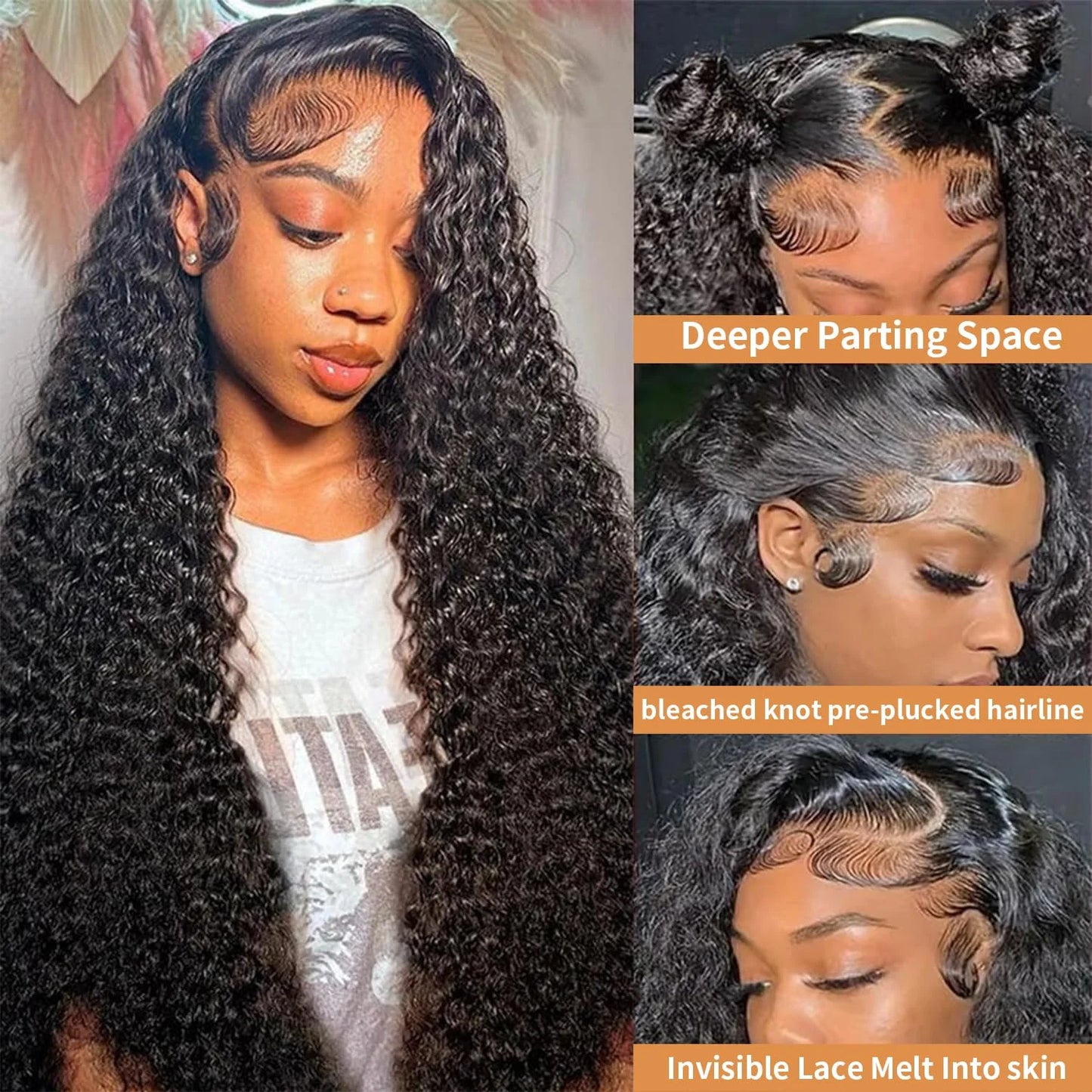 Lace Front Wigs Human Hair Wig For Woman 13x4 Deep Curly Lace Front Wig Human Hair Pre Plucked With Baby Hair  Lace Frontal Wigs