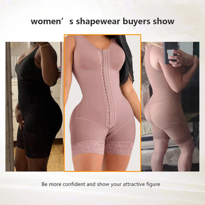Full Body Shaper High Compression Shapewear Girdle With Brooches Bust For Postpartum Slimming Sheath Belly Fajas Colombianas