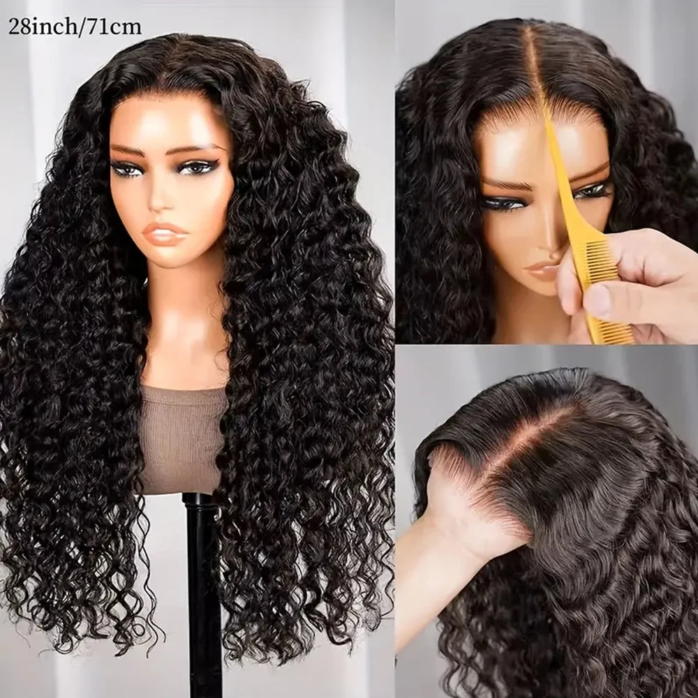 250% Density Glueless Deep Curly Wave Wig for Women Ready To Wear 5x5 HD Lace Closure Wig Pre Cut No Glue Human Hair Wigs