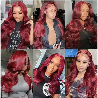 Burgundy 13x6 Hd Lace Frontal Human Hair Wigs 30 Inch 99J Brazilian 13x4 Hd Lace Front Body Wave Human Hair Wigs for Women Wig