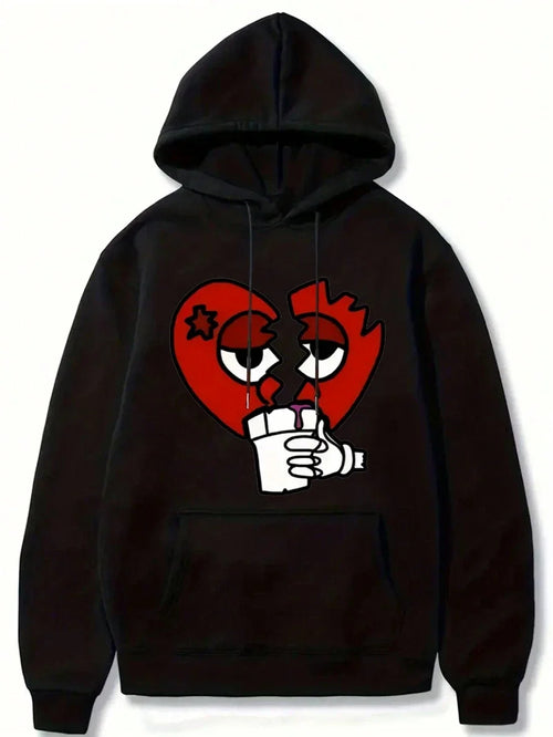 New High Quality Men's Streetwear, Graphic Print Fashionable Cotton Soft Outdoor Sports Hoodie