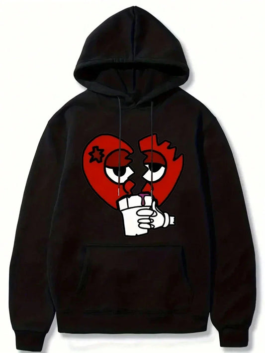 New High Quality Men's Streetwear, Graphic Print Fashionable Cotton Soft Outdoor Sports Hoodie