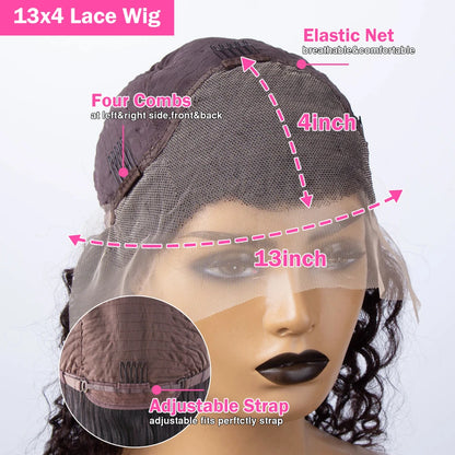 250 Density 30 40 Inches Deep Wave 13x4 13x6 HD Transparent Human Hair Wig 5x5 Glueless Curly Wave Lace Frontal Wigs For Woman