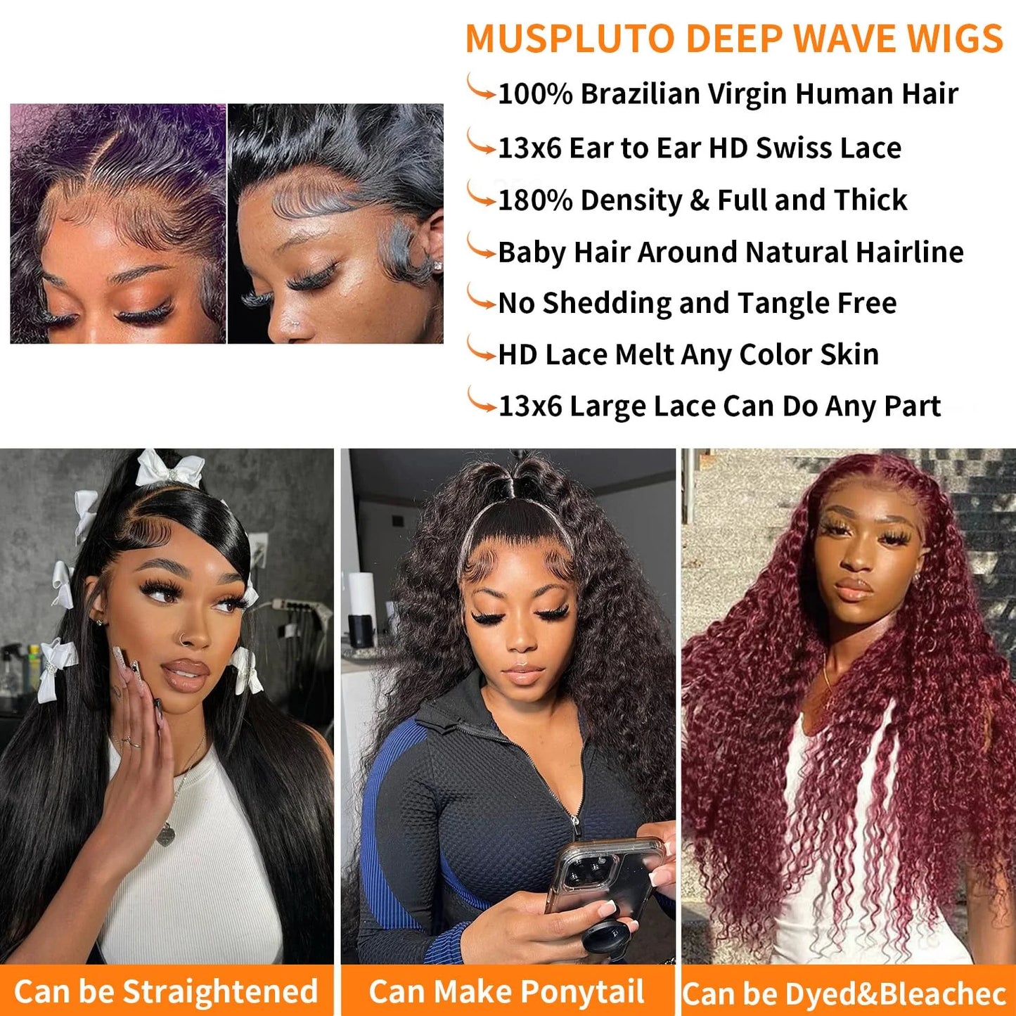 Lace Front Wigs Human Hair Wig For Woman 13x4 Deep Curly Lace Front Wig Human Hair Pre Plucked With Baby Hair  Lace Frontal Wigs