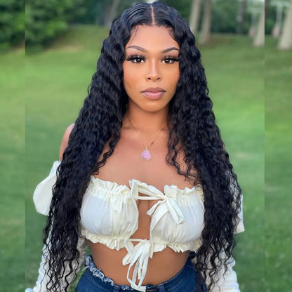 250% Density Glueless Deep Curly Wave Wig for Women Ready To Wear 5x5 HD Lace Closure Wig Pre Cut No Glue Human Hair Wigs