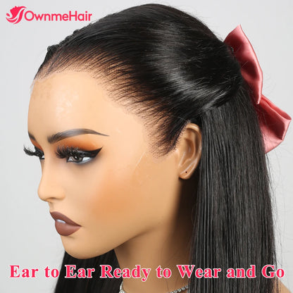 Real 100% Human Hair 13x6 Glueless Lace Wig Vietnames Bone Straight Hair Pre Plucked Bleached Knots Ready to Wear and Go 32Inch