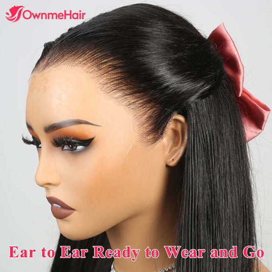 Real 100% Human Hair 13x6 Glueless Lace Wig Vietnames Bone Straight Hair Pre Plucked Bleached Knots Ready to Wear and Go 32Inch