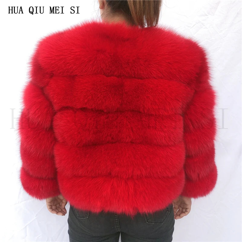 New Real fox fur coat women's winter warm 100% natural fur jacket Short Raccoon fur coat women's  high quality hot sale