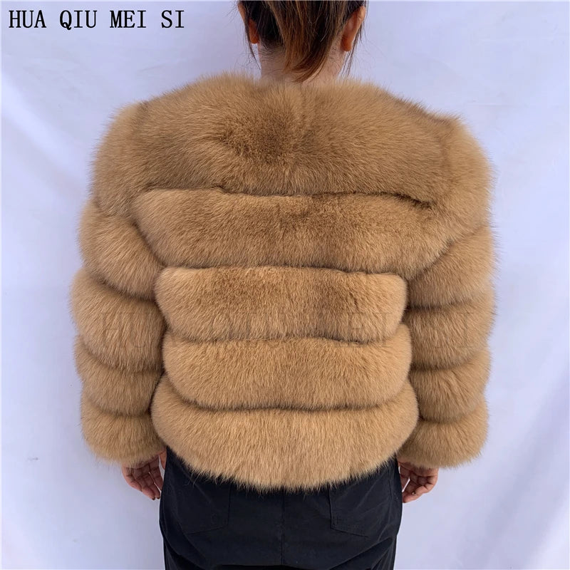 New Real fox fur coat women's winter warm 100% natural fur jacket Short Raccoon fur coat women's  high quality hot sale