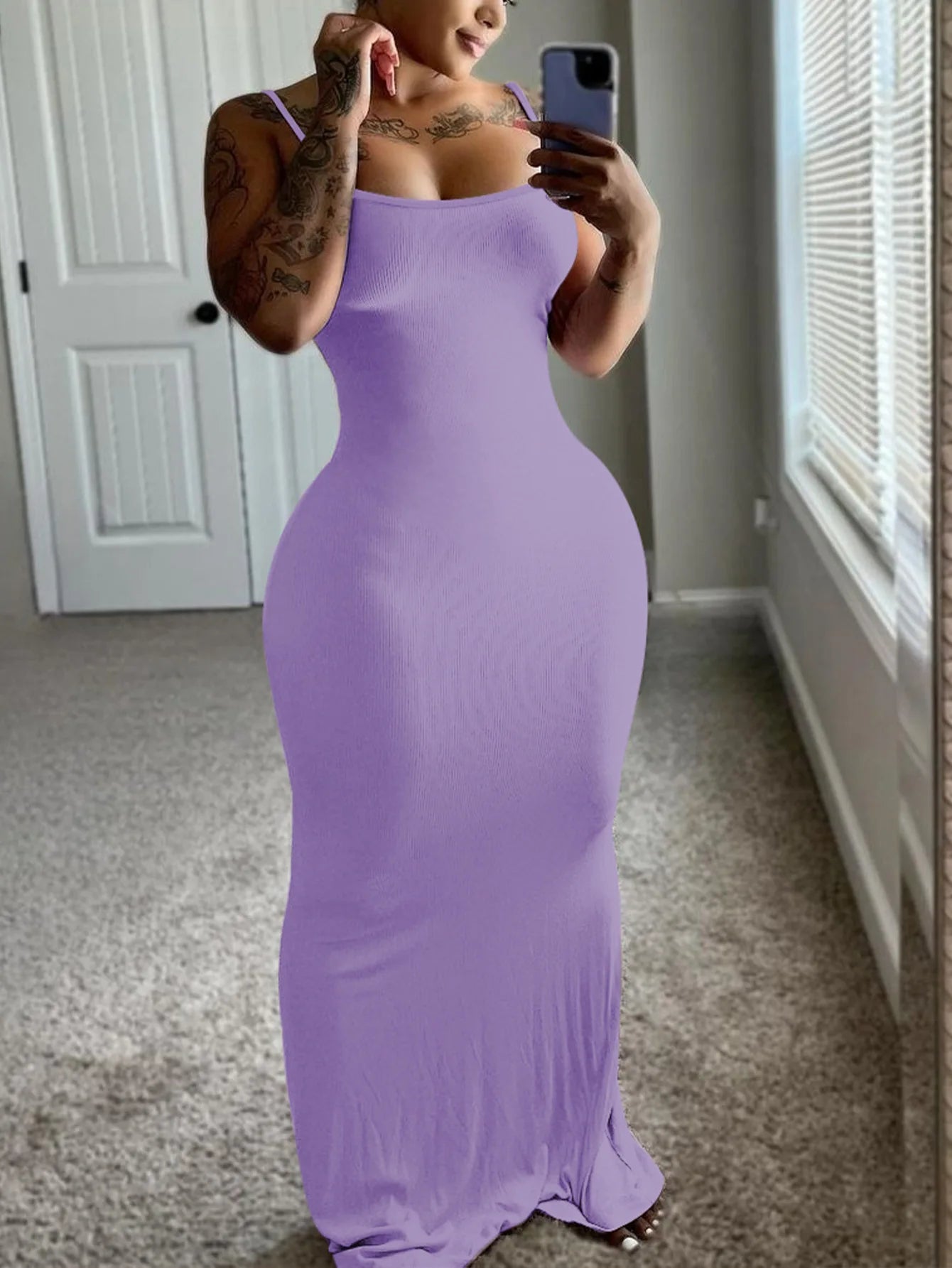 New Arrival Women's Summer Bodycon Maxi Dress Spaghetti Strap Sklinky Casual Ribbed Knit Floor-Length with Beading Decoration