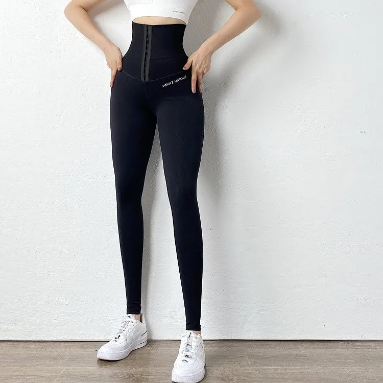 Corset Fitness Leggings Women's Gym Training Jogging Sports Yoga Pants High Waist Elastic Sportswear Tummy Control Sexy Trousers