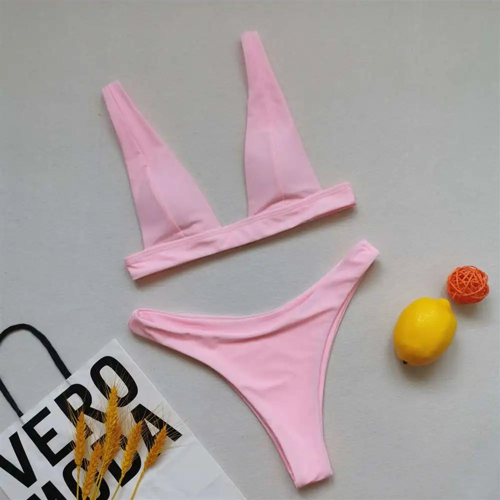 2026 Sexy Brazilian Bikini Swimwear Women Halter Push Up Bikini Set Swimsuit Female Lemon Print Bandage Biquini Bathing Suit XL