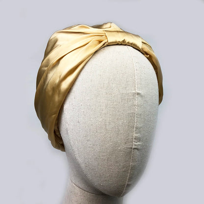Women Sleep Hat Soft Pure Silk Charmeus Night Sleep Cap Hair Bonnet  Silk Comfortable Head Cover Wide Elastic Band Hair Loss Cap