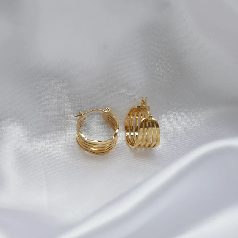 New Ins Hot Earring 18K PVD Gold Plated Hollow Out Stainless Steel Hoop Earring Chic Gold Earrings