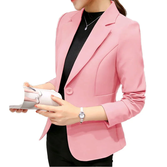 2025 & 2026 New Fashion Women Office Lady Long Sleeve Single Button Solid Color Outwear Cardigan Short Tops Business Suit Coat Jacket