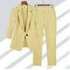 2025& 2026 Women's New V-neck Big Collar Solid Color One Button Professional Set Casual Nine Sleeve Suit Set Women's Wear