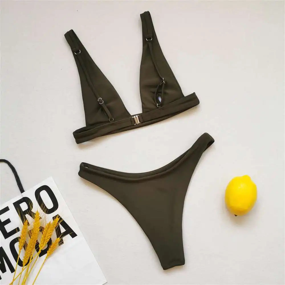 2026 Sexy Brazilian Bikini Swimwear Women Halter Push Up Bikini Set Swimsuit Female Lemon Print Bandage Biquini Bathing Suit XL