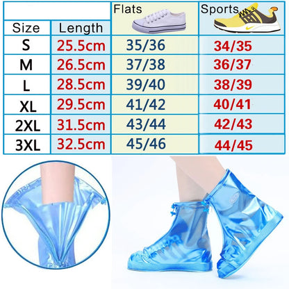 Waterproof Rain Reusable Shoes Cover Slip-resistant Zipper Rain Boots Overshoes High Quality Black Blue Blue High Shoes Cover