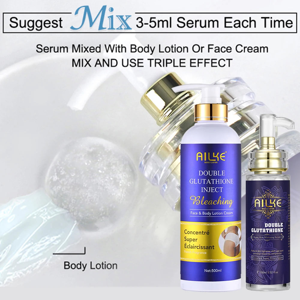 Private Label Body Care Set Remove Dark Spots Cream for African American Skin Lightening Serum Extreme Whitening Body Lotion