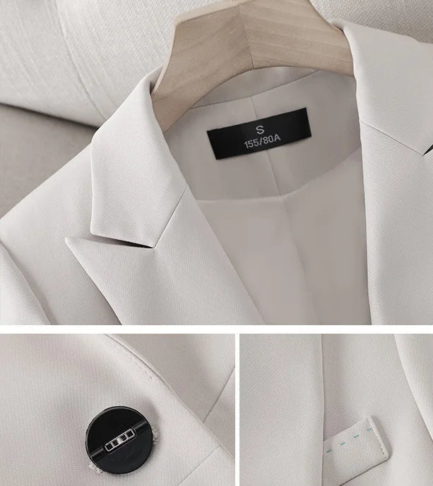 S-4XL Plus Size Women's Long Sleeved Professional Suit Formal Office Wear Trousers Suit 2-piece Set Blazers for Ladies Women