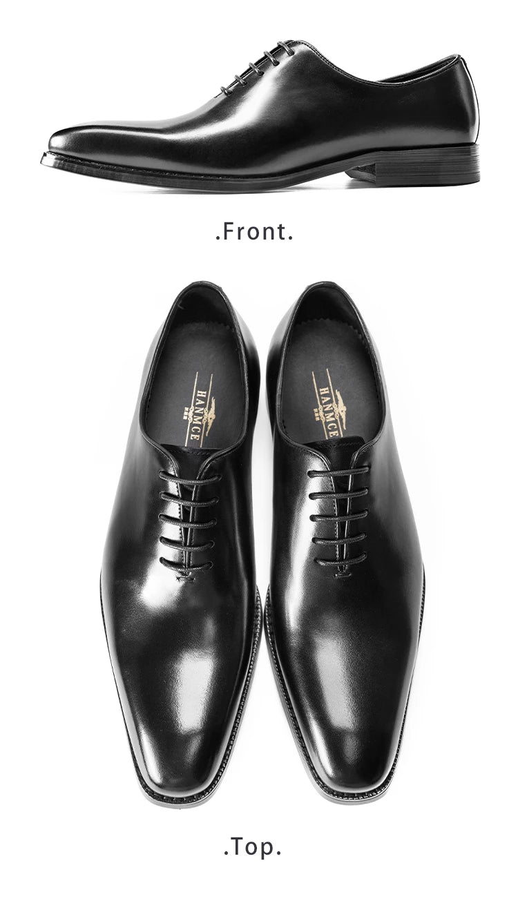 Hanmce Oxford Shoes Fashion Genuine Leather Breathable Patent  Shoes For Men