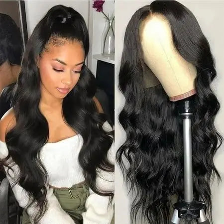 Natural Color 13x4 Body Wave Lace Frontal Human Hair Wigs for Black Women