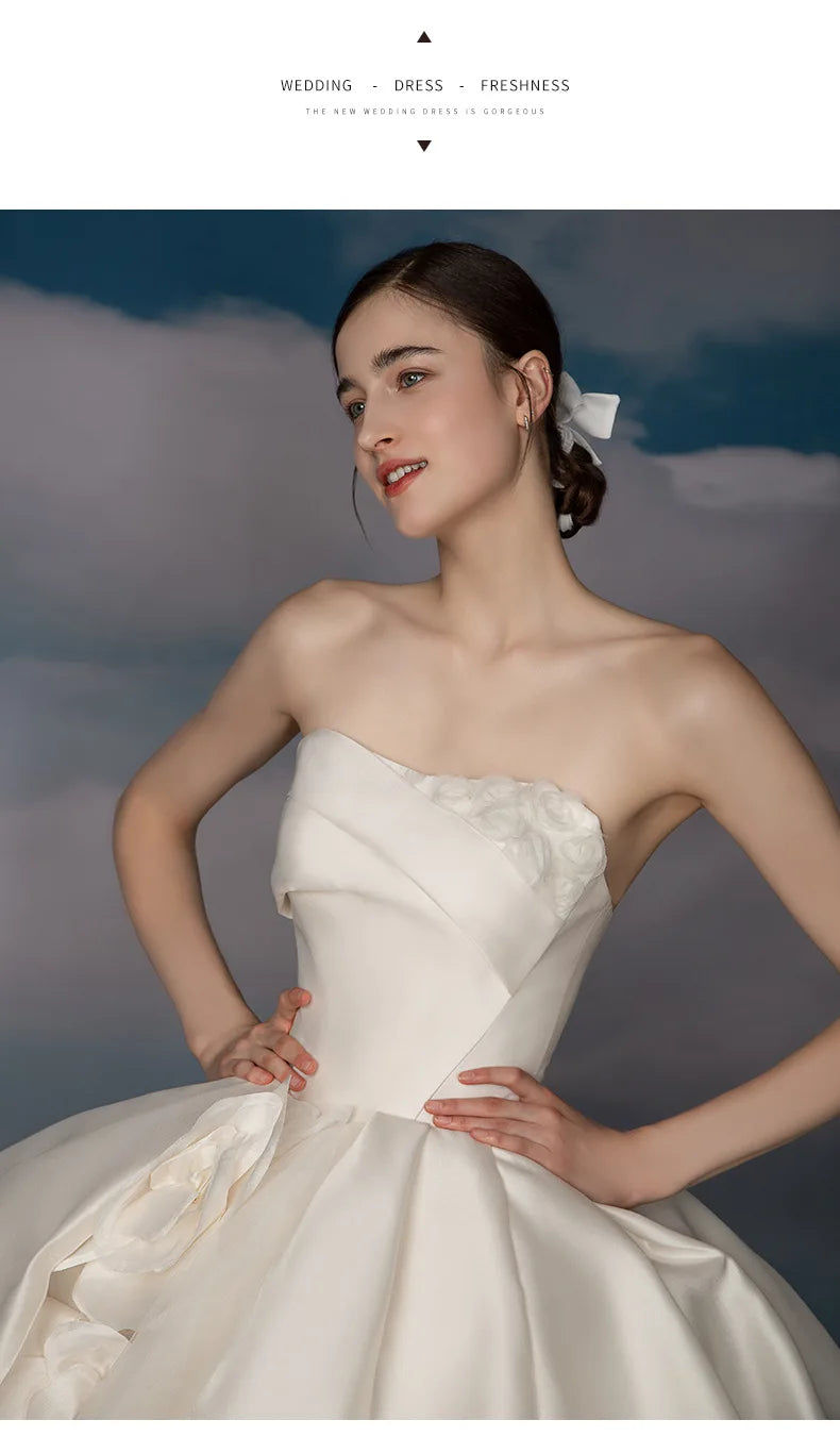 New Bride Simple Main Wedding Dress Senior Sense Strapless Dress Elegant One Line Shoulder Banquet Wedding Dresses