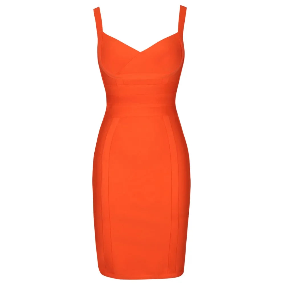 Bandage Dresses for Women 2022 Summer Elegant Mini Bandage Dress Bodycon Orange Sexy Party Dress Wedding Evening Club Outfits