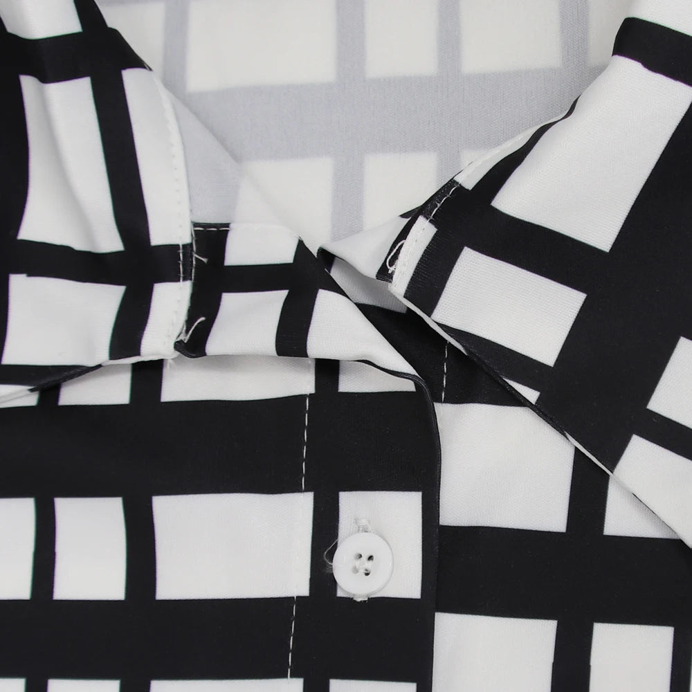 New Plus Size Dresses Women 2022 Wholesale Buttons Casual Long Sleeve Loose Office Lady Plaid Shirt Midi Dresses Dropshipping