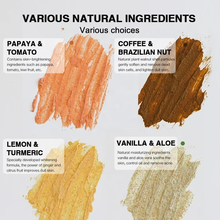 Kyliefit 4 Color Salt Whitening Exfoliating Skin Care Fruit Base Facial Body Wash Scrub Cream