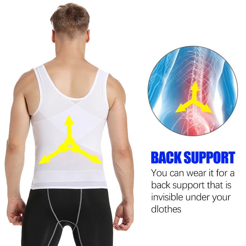 Shape Men Slimming Body Shaper Waist Trainer Vest with Tummy Control Girdle Posture Back Correction Abdomen Tank Top Shaperwear