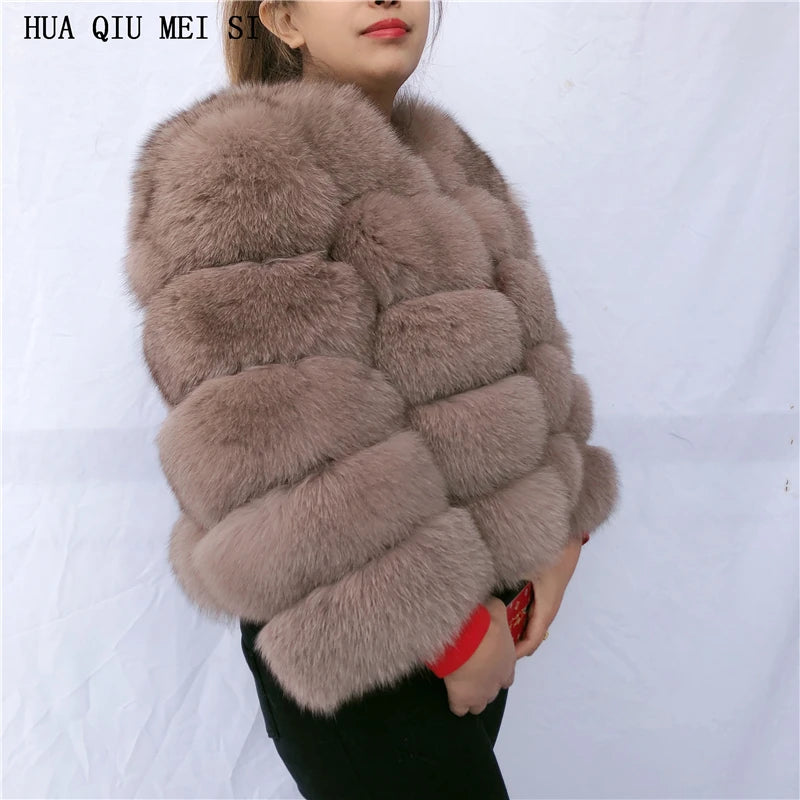 New Real fox fur coat women's winter warm 100% natural fur jacket Short Raccoon fur coat women's  high quality hot sale