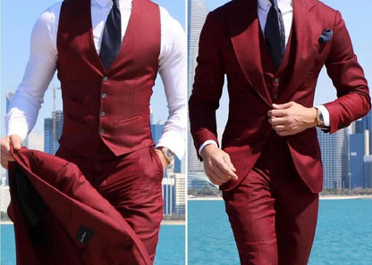 Classy Wedding Tuxedos Suits Slim Fit Bridegroom For Men 3 Pieces Groomsmen Suit Male  Formal Business  (Jacket+Vest+Pants）