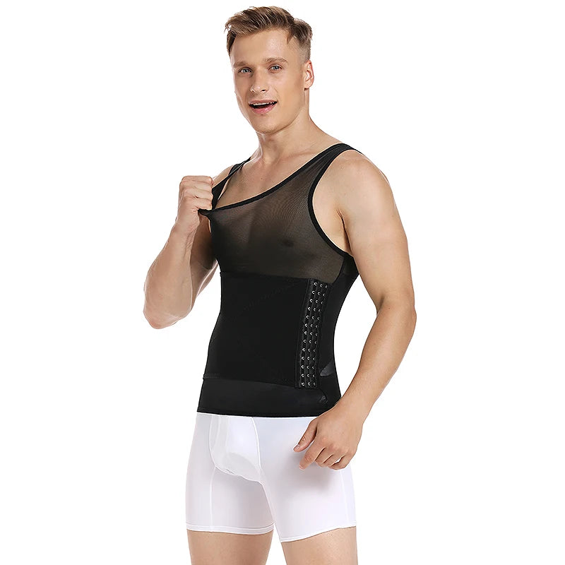 Shape Men Slimming Body Shaper Waist Trainer Vest with Tummy Control Girdle Posture Back Correction Abdomen Tank Top Shaperwear