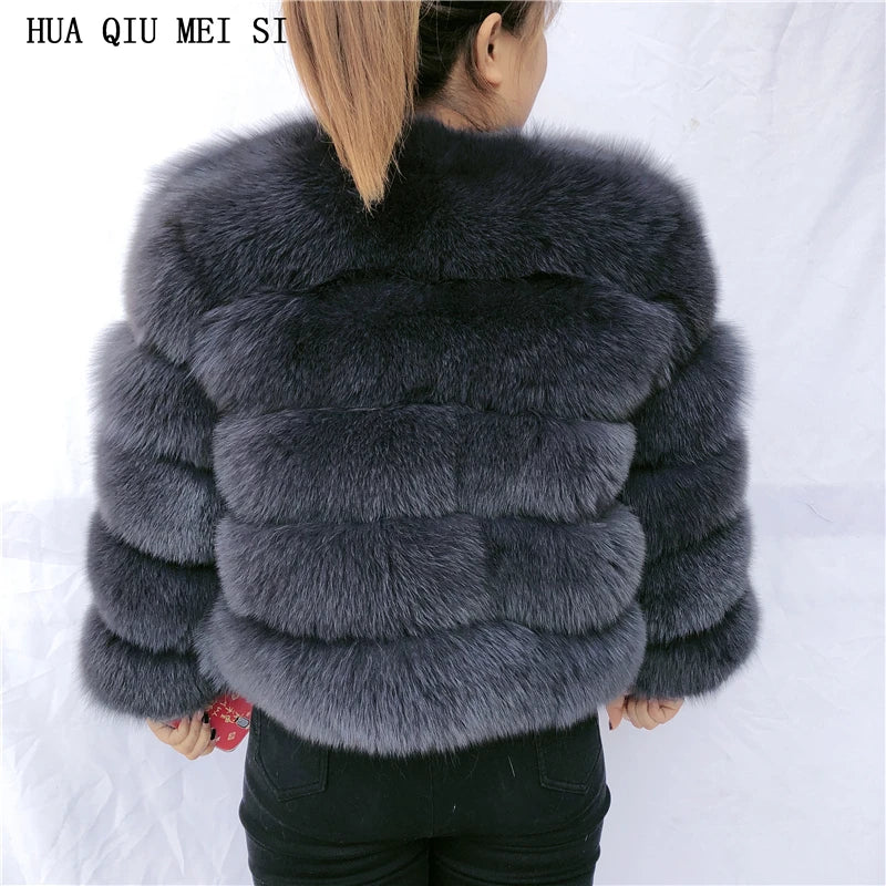 New Real fox fur coat women's winter warm 100% natural fur jacket Short Raccoon fur coat women's  high quality hot sale