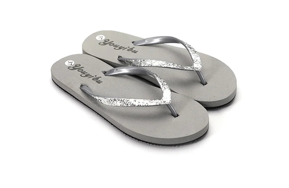 EOFK Women Flip Flops Slippers Summer Outdoor Fashion Bling Women Shoes Slippers Beach Summer Flip Flops Sandalias EVA TPU