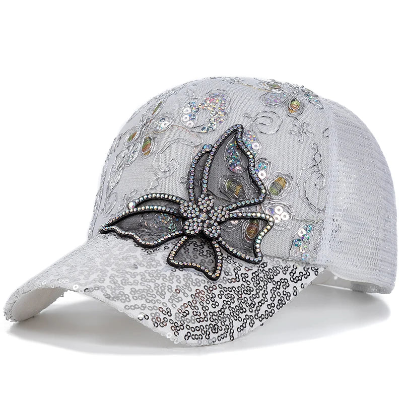 New Fashion Women Cap Butterfly Flower Pendant Baseball Cap Female Outdoor Adjustable Streetwear Summer Trucker Hat