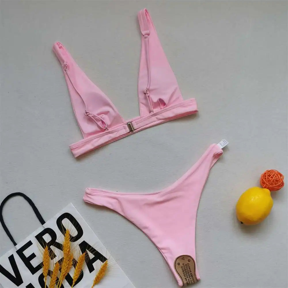 2026 Sexy Brazilian Bikini Swimwear Women Halter Push Up Bikini Set Swimsuit Female Lemon Print Bandage Biquini Bathing Suit XL