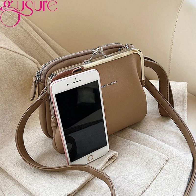 Gusure Vinatge Shell Women Shouder Crossbody Bag Clip Designer Small Handbags Luxury PU Leather Messenger Bag Lady Fashion Purse