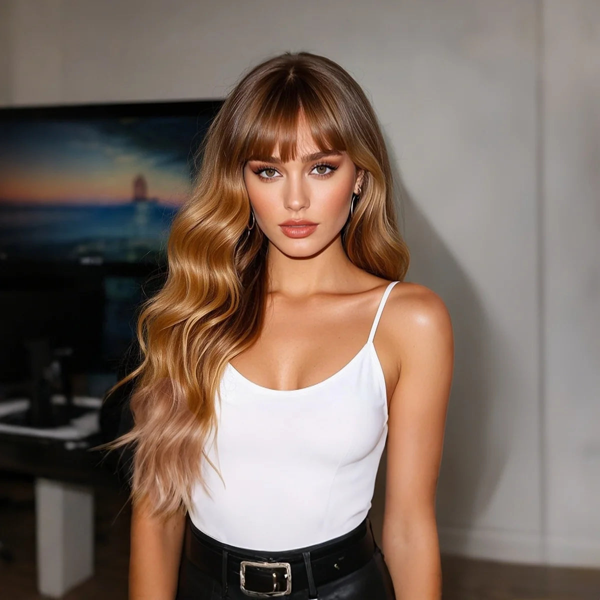 2025 & 2026 Hot Selling SMILCO Hair Waterwave Curly Wig Fashion Wigs Brown Gradient Women Wigs  SM6040