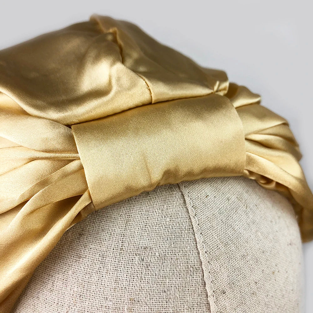 Women Sleep Hat Soft Pure Silk Charmeus Night Sleep Cap Hair Bonnet  Silk Comfortable Head Cover Wide Elastic Band Hair Loss Cap