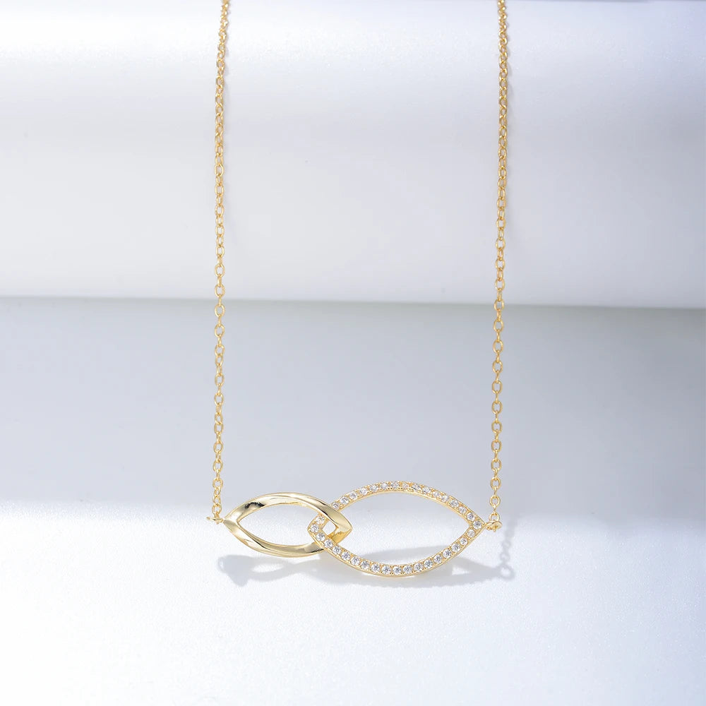 Custom Jewelry Plated Pendant Geometric Couple Pendant Jewelry Trendy Silver Necklace Gold for Woman Accessories Zircon Stone