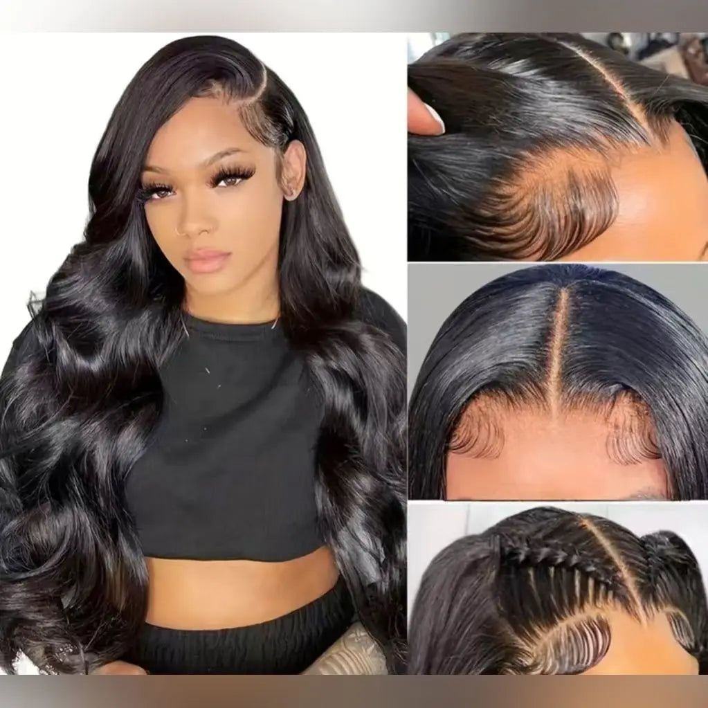 Natural Color 13x4 Body Wave Lace Frontal Human Hair Wigs for Black Women