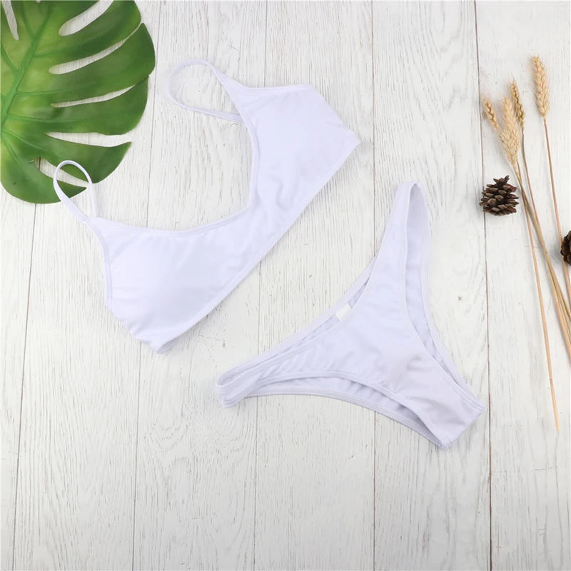 Brazilian Bikini 2022 Bathing Suit Women Swimsuit Plus Size Solid Swimwear Sexy Bandeau Bikini Set Push Up Maillot De Bain Femme