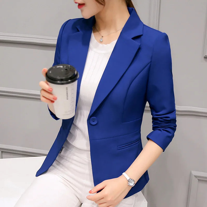 2025 & 2026 New Fashion Women Office Lady Long Sleeve Single Button Solid Color Outwear Cardigan Short Tops Business Suit Coat Jacket